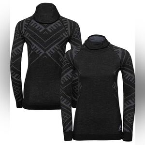 Odlo Natural + Kinship Warm Top w/ Face Mask - Merino Wool Women's Base Layer